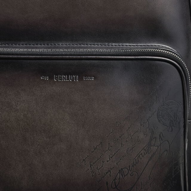 Time Off Scritto Swipe图纹皮革双肩背包, NERO GRIGIO, hi-res 6