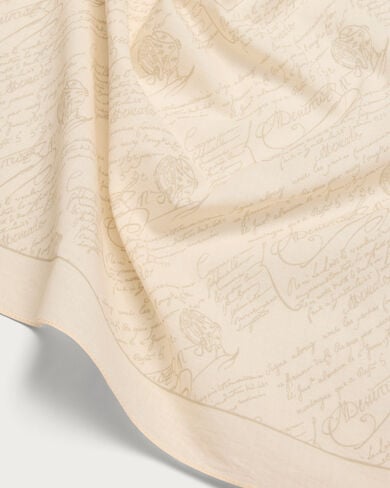 Scritto Pattern Handkerchief, Butter Cream, hi-res