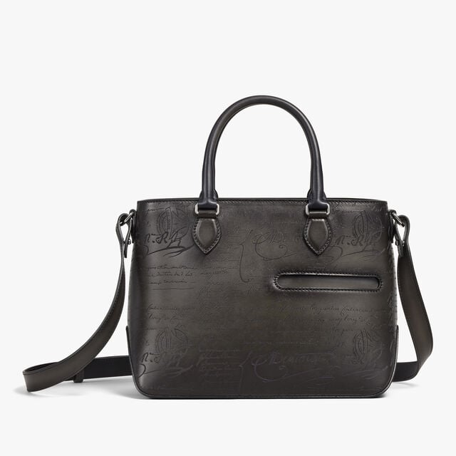 Cabas Toujours Xs En Cuir Scritto, NERO GRIGIO, hi-res 9