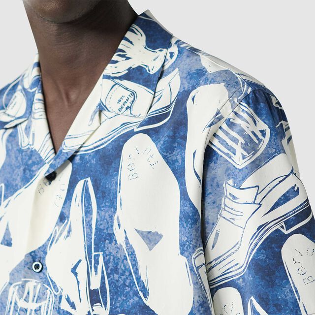 Silk Printed Short Sleeves Shirt, ICONIC SUMMER BLUE, hi-res 5