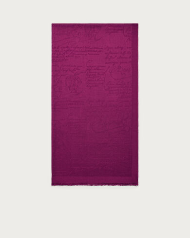 Scritto Pattern Scarf, Purple Fushia, hi-res