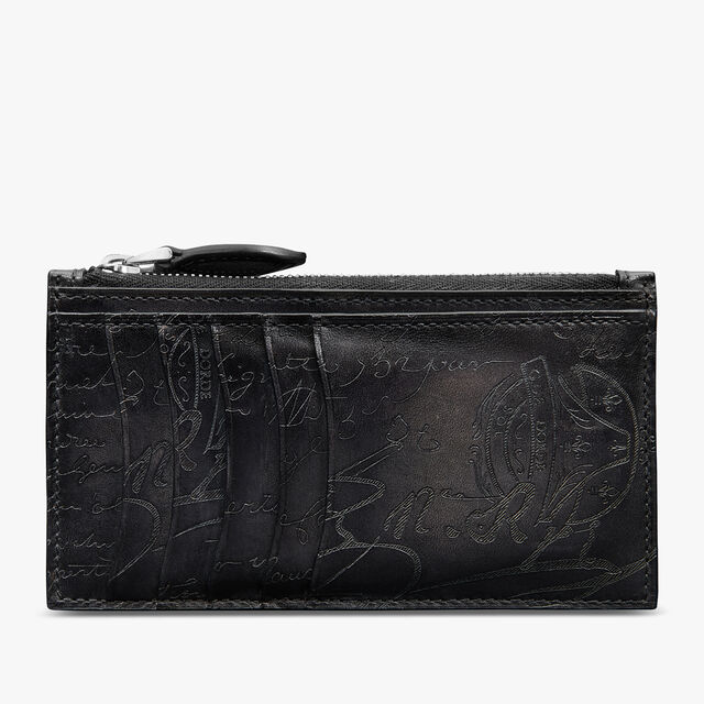 Koa Maxi Scritto Leather Long Zipped Card Holder, NERO GRIGIO, hi-res 1