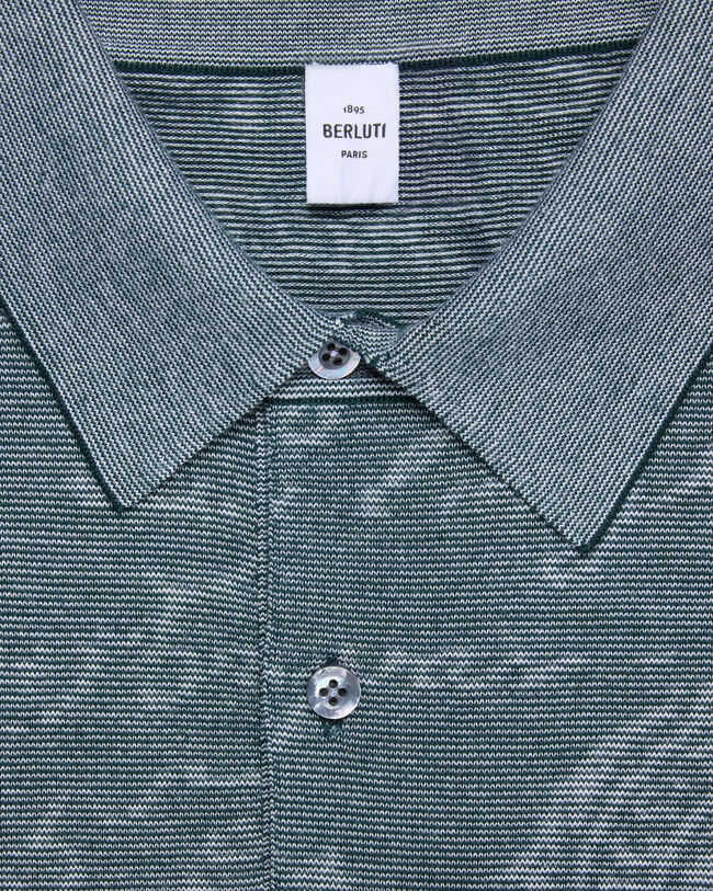 Light Scritto Pattern Polo, Dark Green, hi-res
