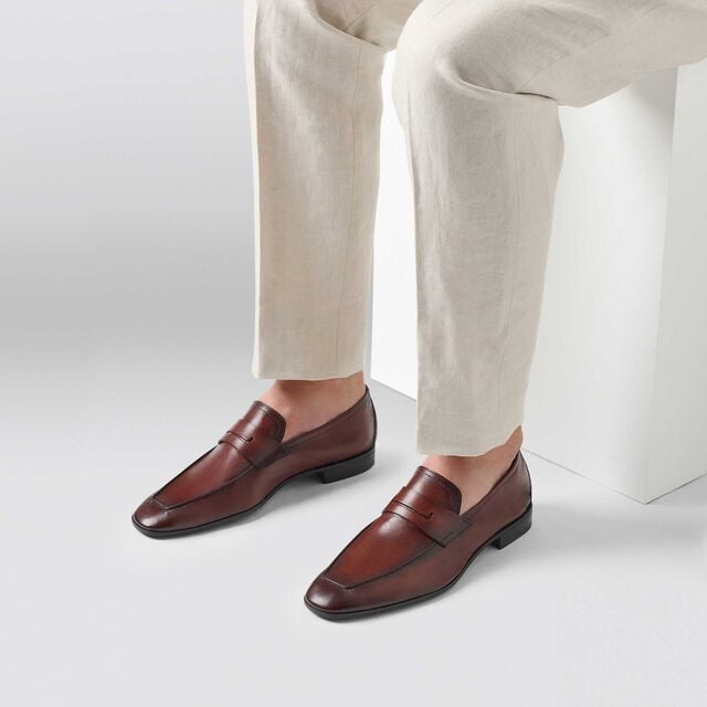 Lorenzo Scritto Kangaroo Leather Loafer, MATTONE, hi-res 7