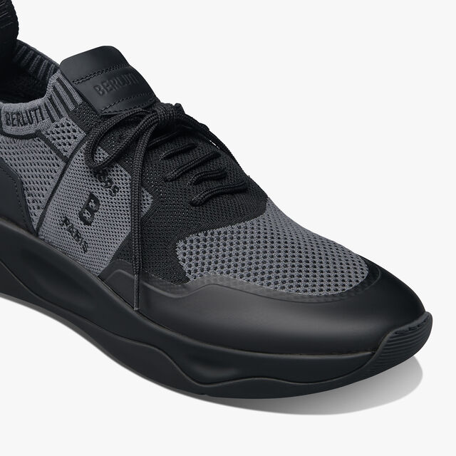 Shadow Rubber Coated Knit And Calf Leather Sneaker, GREY/BLACK, hi-res 6