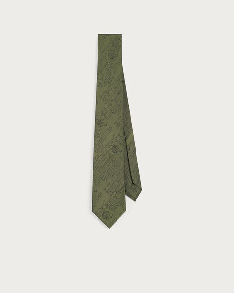 Classic Scritto Pattern Tie, Vert, hi-res