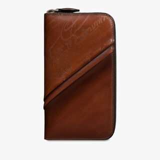 Itauba Scritto Drapé Leather Long Zipped Wallet, CACAO INTENSO, hi-res