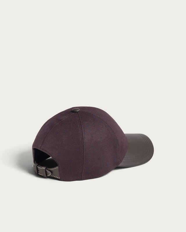 Baseball Cap with Leather Visor, Nero Bordo, hi-res