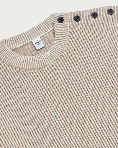 Contrasted Ribbed Crewneck, Sand Taupe, hi-res