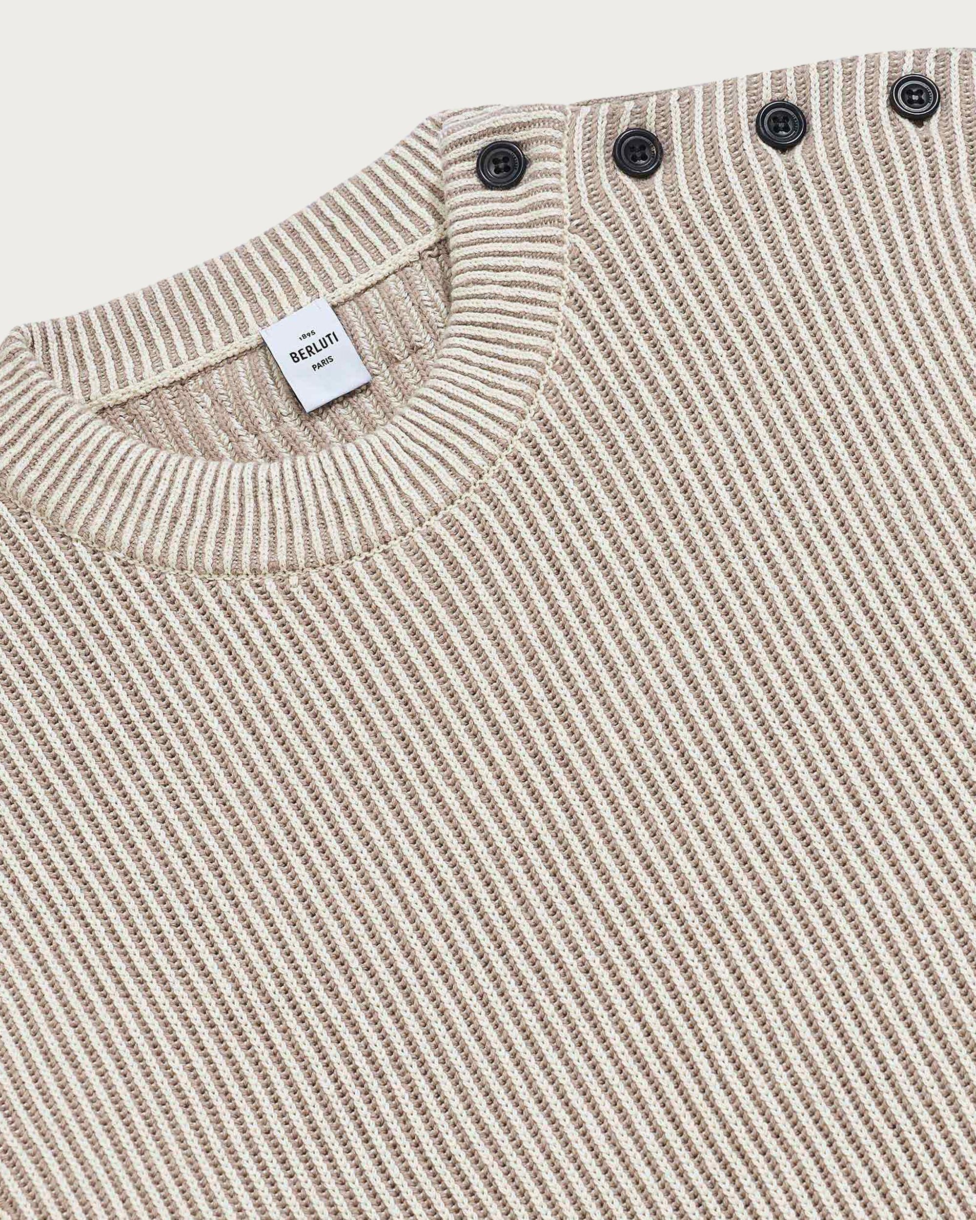 Contrasted Ribbed Crewneck, Sand Taupe, hi-res