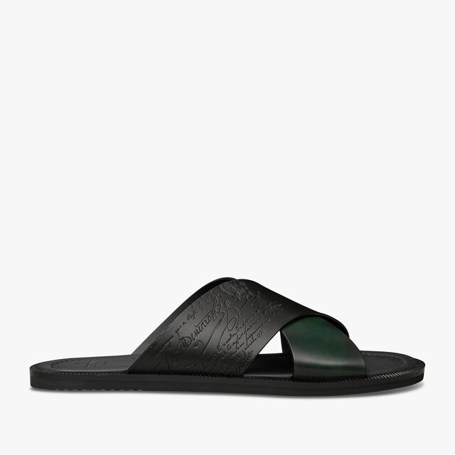 Sifnos Scritto Leather Sandal, GREEN, hi-res 1