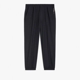 Pantalon De Jogging En Gabardine De Laine Stretch, NERO BLUE, hi-res