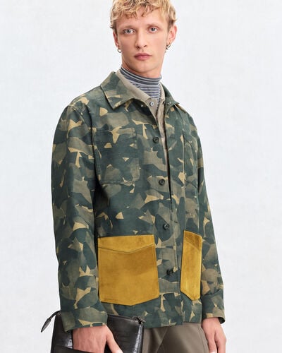 Camouflage Military Overshirt with Suede Details, Green Camo Shoes, hi-res