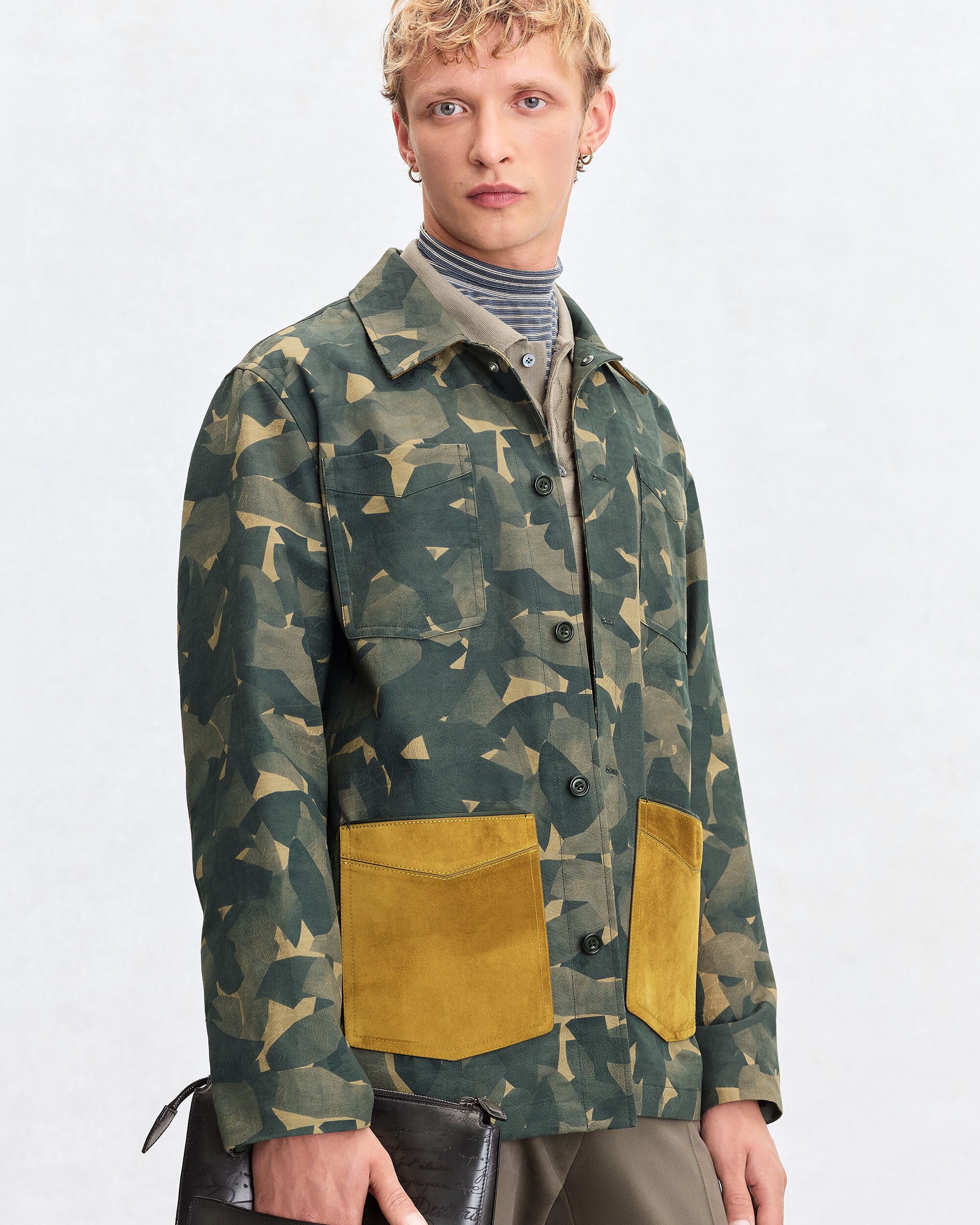 Camouflage Military Overshirt with Suede Details, Green Camo Shoes, hi-res