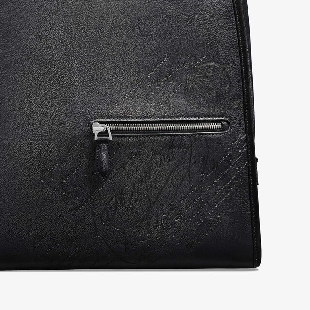 Working Day Scritto Leather Backpack, NERO GRIGIO, hi-res 5