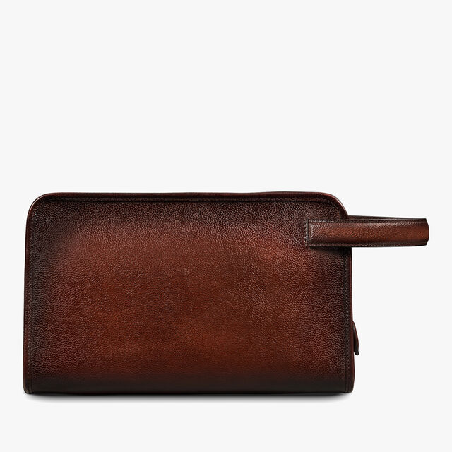 Morning Scritto Leather Toiletry Pouch, SOFT BROWN, hi-res 3