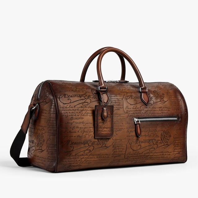 Jour Off MM Scritto Leather Travel Bag, CACAO INTENSO, hi-res 6