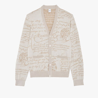 Wool Scritto Cardigan, SAND LINEN, hi-res