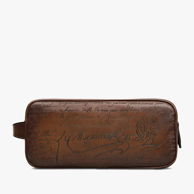 Formula 1003 Scritto Leather Pouch, CACAO INTENSO, hi-res 1