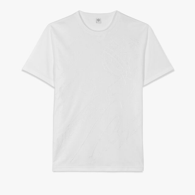 All-Over Embroidered Scritto T-Shirt, BLANC OPTIQUE, hi-res 1