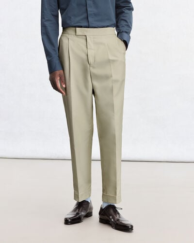 Relaxed Trousers with Leather Detail, Salvia, hi-res