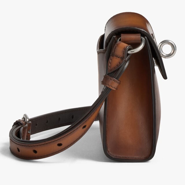 E'Mio Pouch On Strap In Scritto Leather, CACAO INTENSO, hi-res 4
