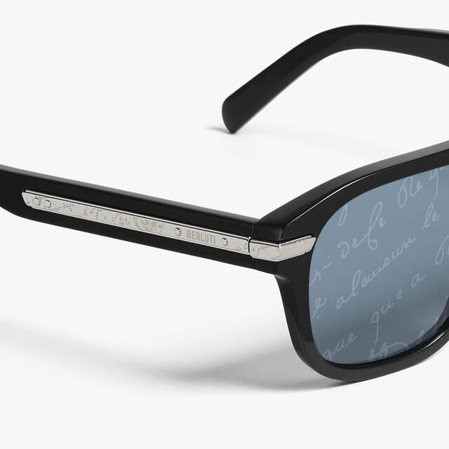 Flare Acetate Sunglasses, BLACK + GREY SCRITTO SILVER, hi-res 3