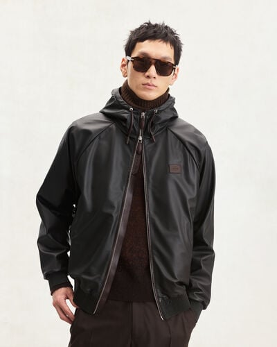 Ultralight Fly Leather Hooded Blouson, Noir, hi-res