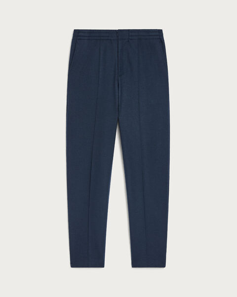 Jersey Pants with Leather Detail, Midnight Blue, hi-res