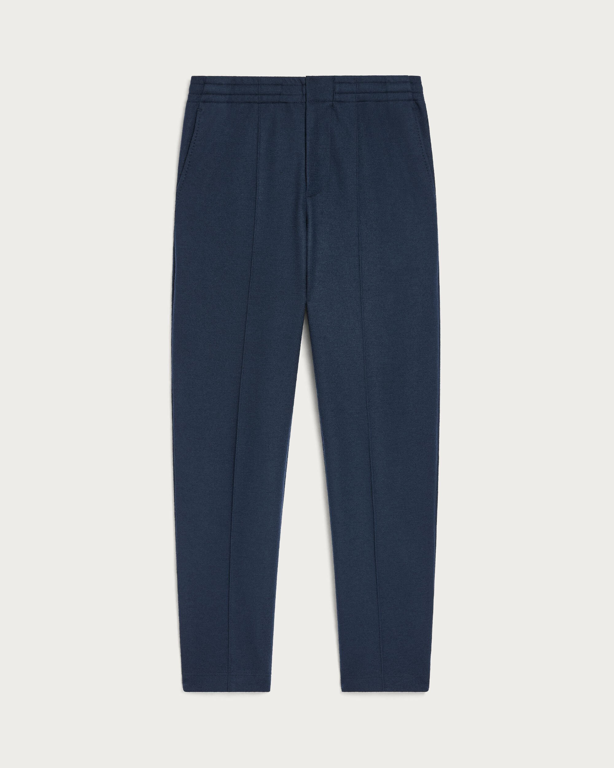 Pantalon en Jersey avec D&eacute;tail en Cuir, Midnight Blue, hi-res