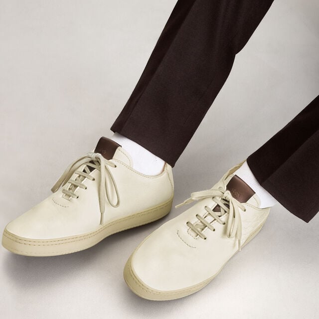Sneaker Eden En Cuir Scritto, WHITE, hi-res 2