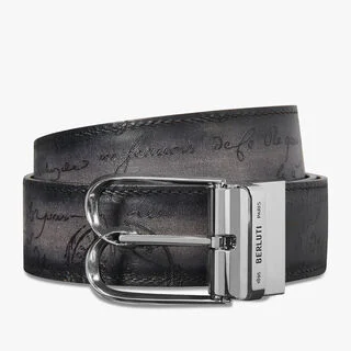 Ceinture Réversible B Volute 35 Mm En Cuir Scritto, MOGANO + NERO GRIGIO, hi-res