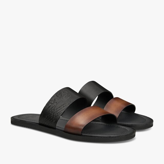 Sifnos Scritto Leather Sandal, CACAO INTENSO, hi-res 2