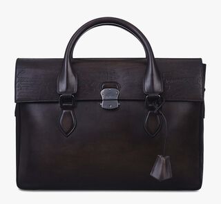 E'Mio Scritto Leather Briefcase, EBANO, hi-res