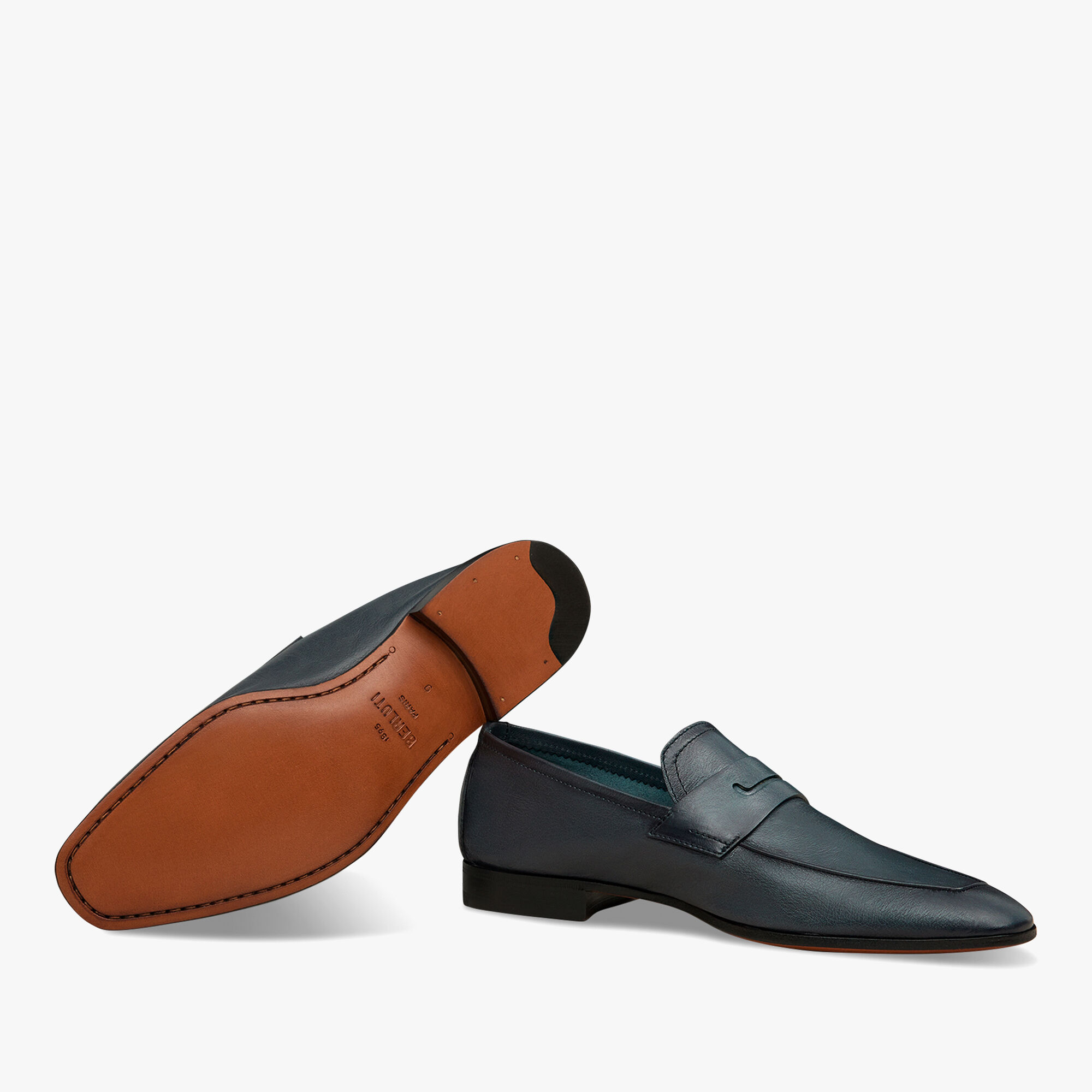 Lorenzo Scritto Kangaroo Leather Loafer, STEEL BLUE, hi-res 4