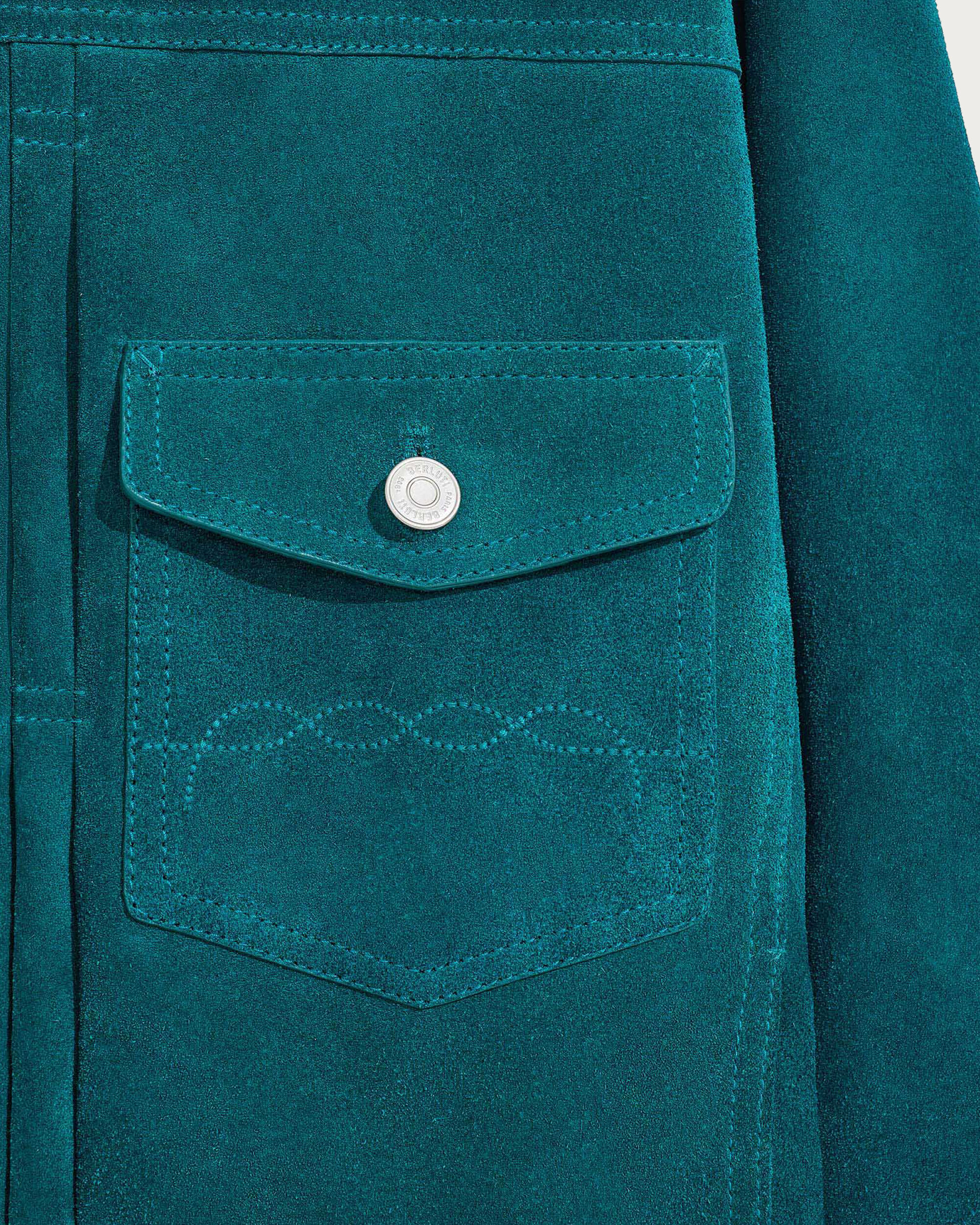 スエード デニムジャケット, Dark Teal Blue, hi-res