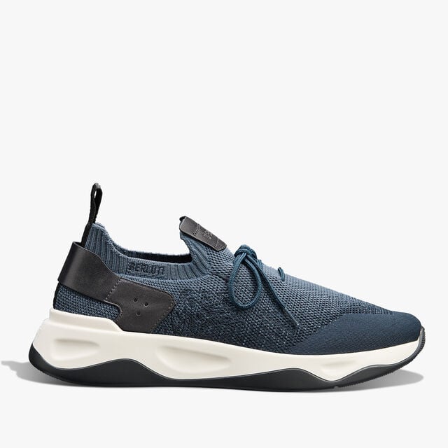 Shadow Scritto Knit And Lagoon Calf Sneaker, GRADIANT BLUE, hi-res 1