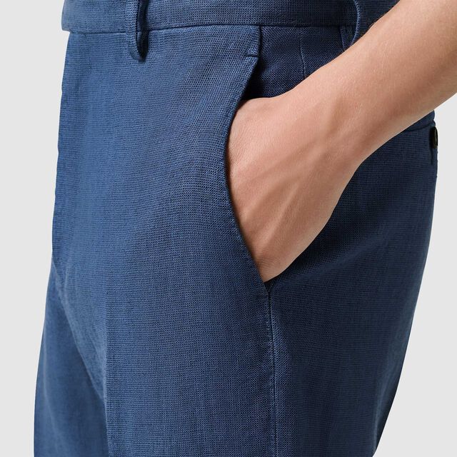 Classic Linen Slim Pants, BLEU DE SMALT, hi-res 5