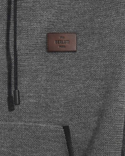 Shadow Zipped Hoodie with Leather Details, Midnight Grey, hi-res