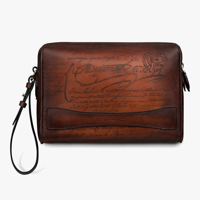 Rosewood Scritto Leather Pouch, CACAO INTENSO, hi-res 1