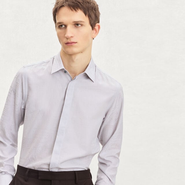 Andy Cotton Silk Scritto Shirt, ICY GREY, hi-res 2