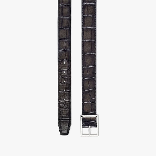 Classic Alligator Leather 35MM Reversible Belt, CACAO INTENSO+NERO GRIGIO, hi-res 2