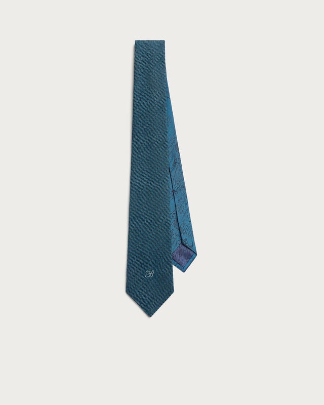 B-Thabor Embroidery Herringbone Tie, Alpine Green, hi-res
