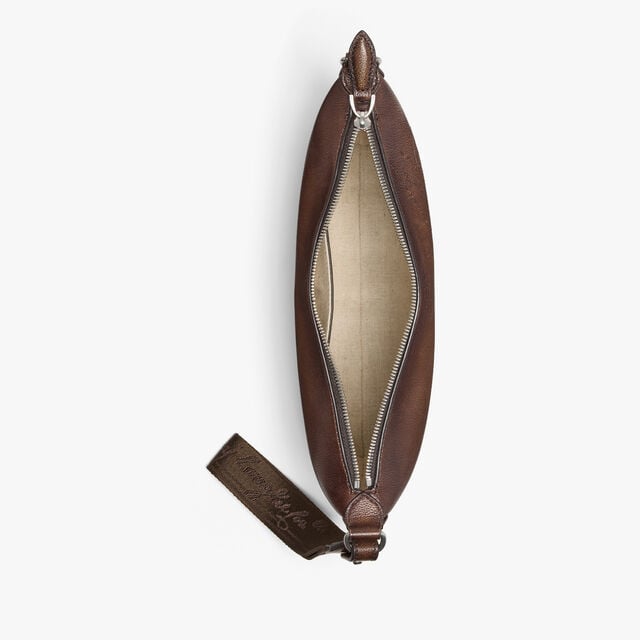 Toujours Soft Zipped Pouch In Scritto Leather, SOFT BROWN, hi-res 8