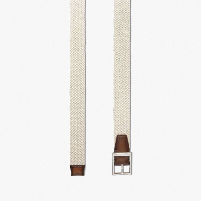 Ceinture Classic 35 MM En Tissu et Cuir, OFF WHITE, hi-res 2