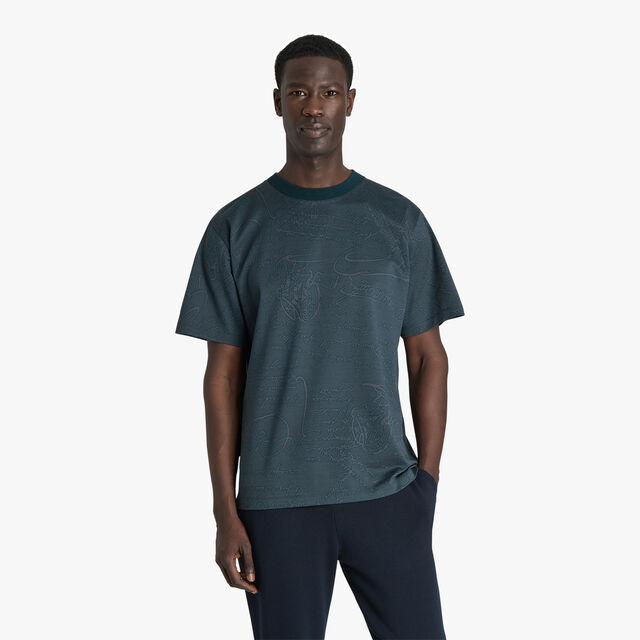 All-Over Scritto Jacquard T-Shirt, ALPINE GREEN, hi-res 2