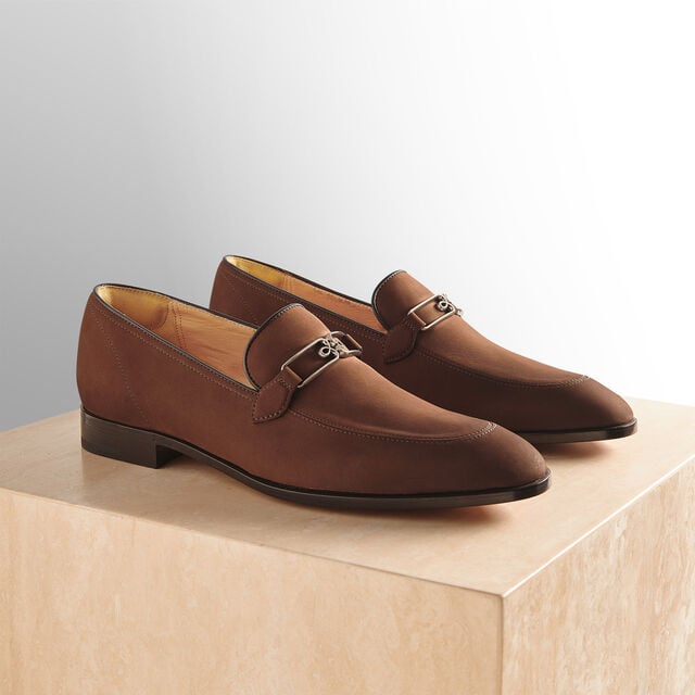 B Volute Nubuck Leather Loafer, MARRONE CASTAGNA, hi-res 8