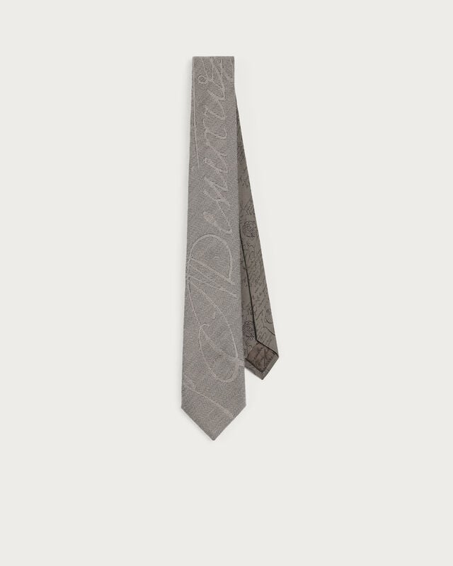 Scritto Pattern Herringbone Tie, Beige, hi-res