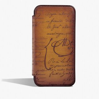 Scritto图纹皮革iPhone 15 Pro Folio手机壳, ICE GOLD, hi-res