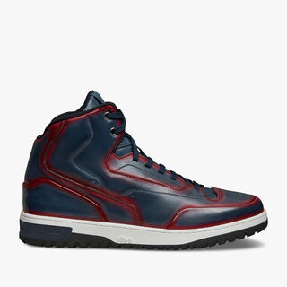 Playoff Leather Sneaker, STEEL BLUE RED, hi-res